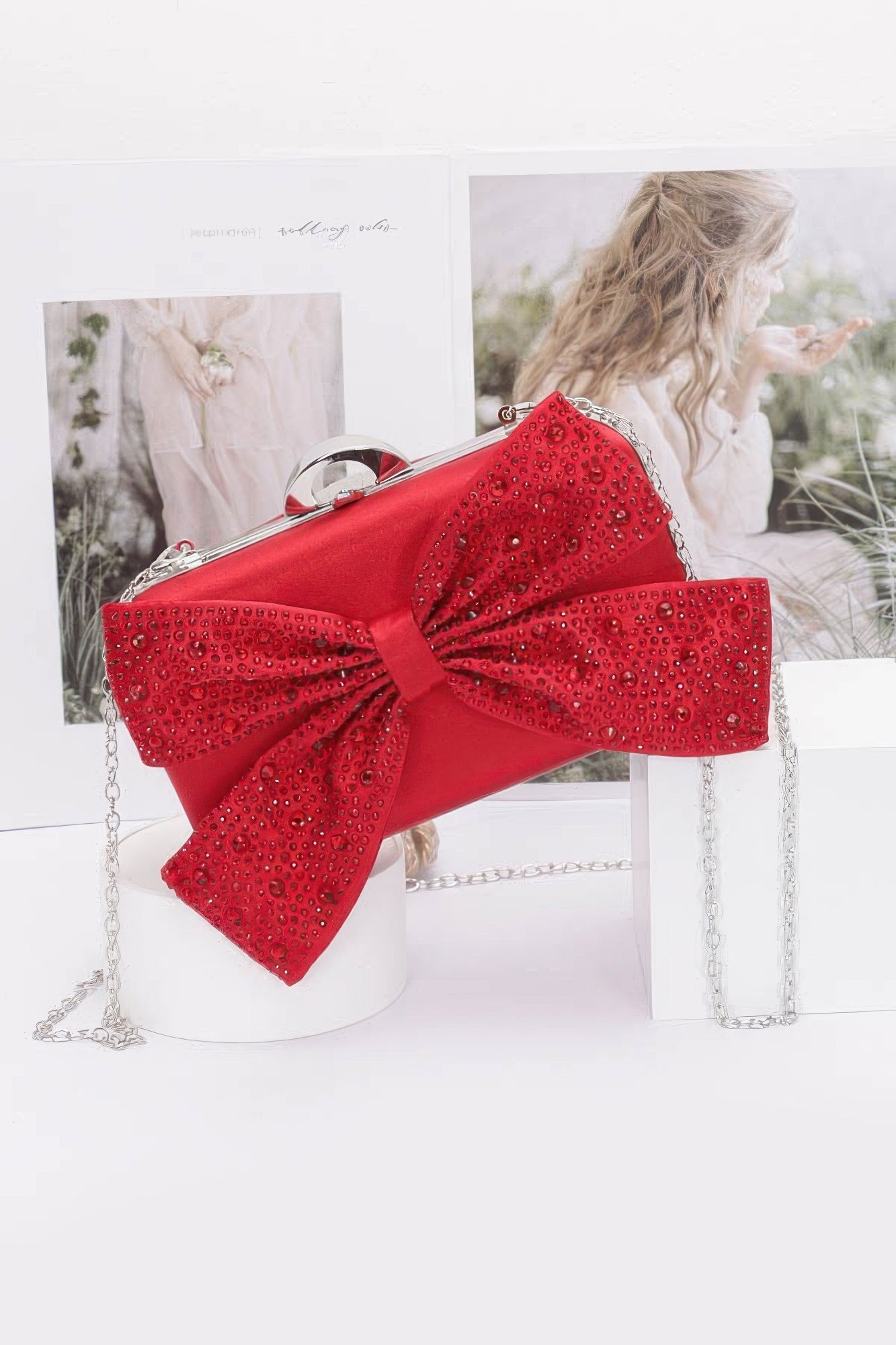 Rhinestone Hotfix Ribbon Nylon Hard Case Clutch - AV Fashion’s