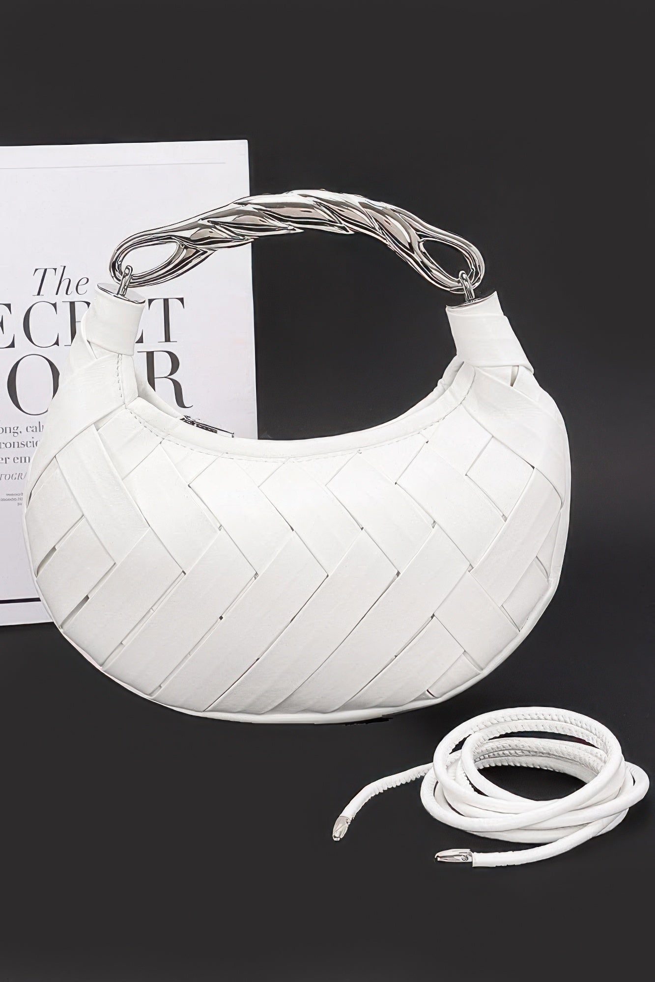 Faux Leather Braided Metal Handle Clutch - AV Fashion’s