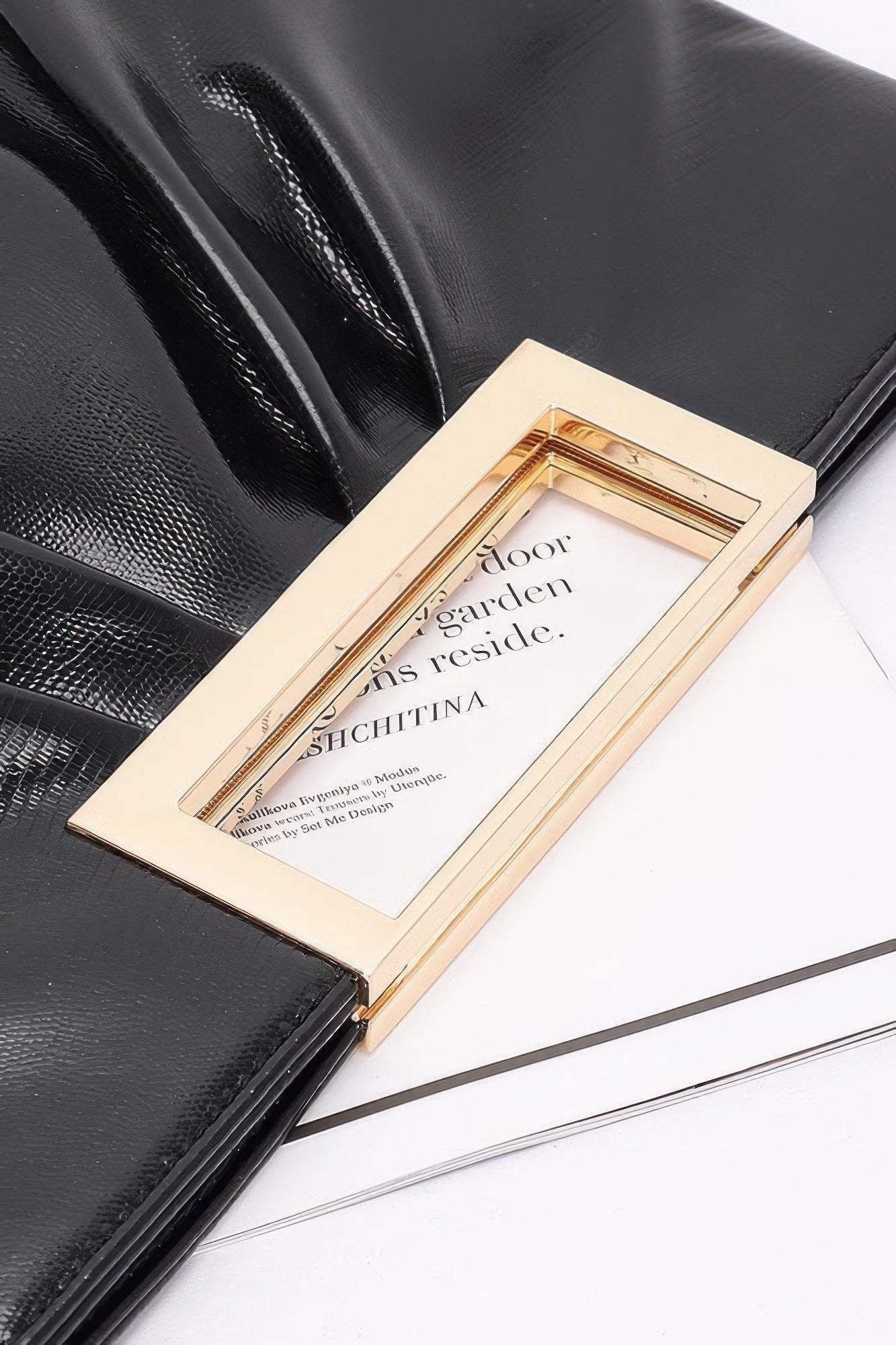 Faux Leather Metal Handle Clutch - AV Fashion’s
