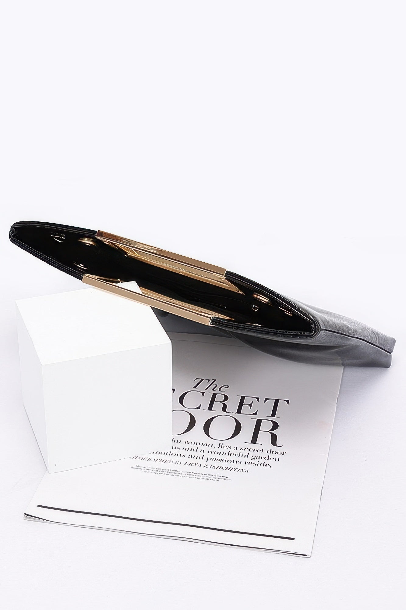 Faux Leather Metal Handle Clutch - AV Fashion’s