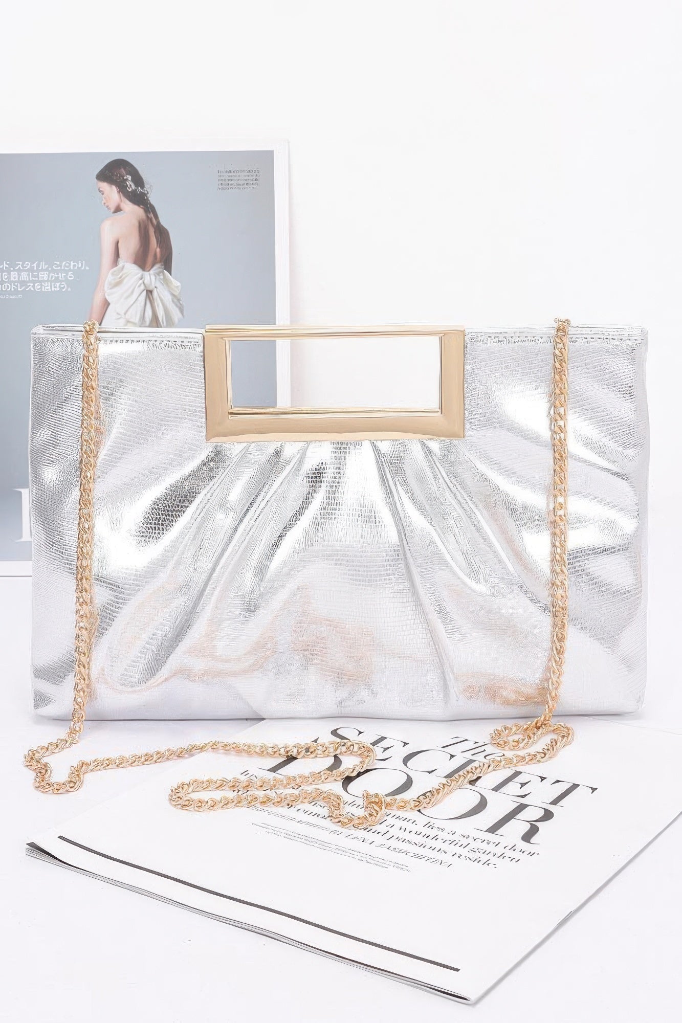 Faux Leather Metal Handle Clutch - AV Fashion’s