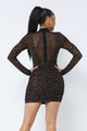 Animal Print Long Sleeve Mock Neck Mini Dress - AV Fashion’s