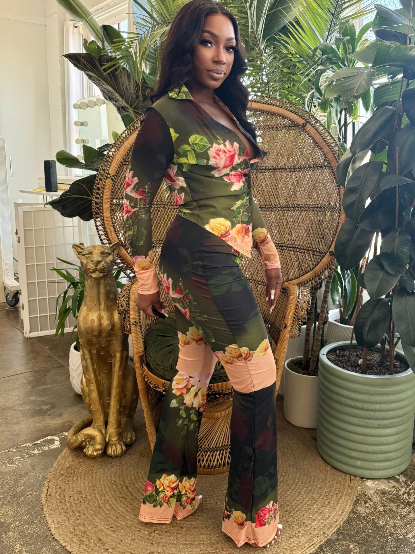 Blush Bloom Mesh Pants Set - AV Fashion’s