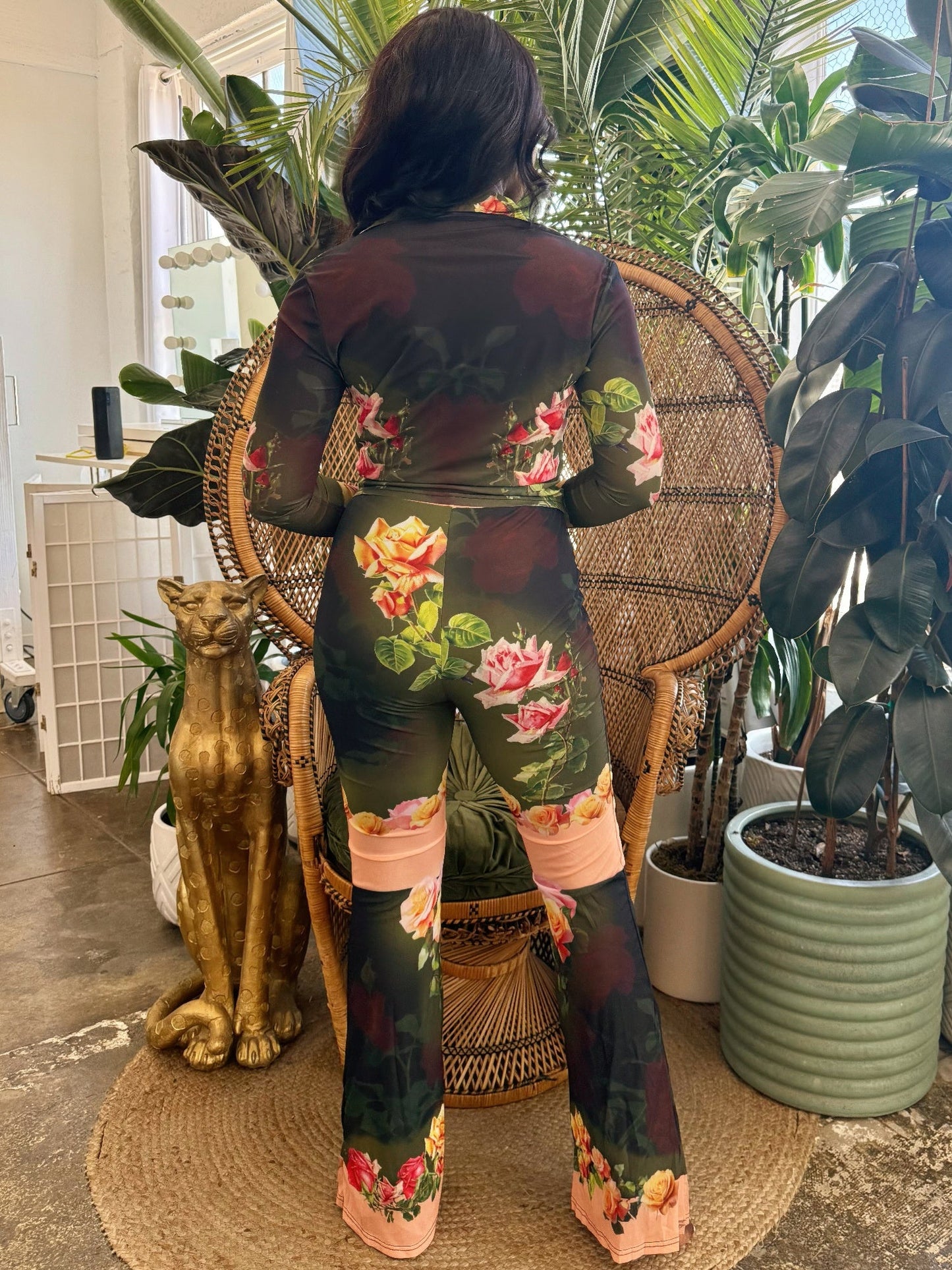 Blush Bloom Mesh Pants Set - AV Fashion’s