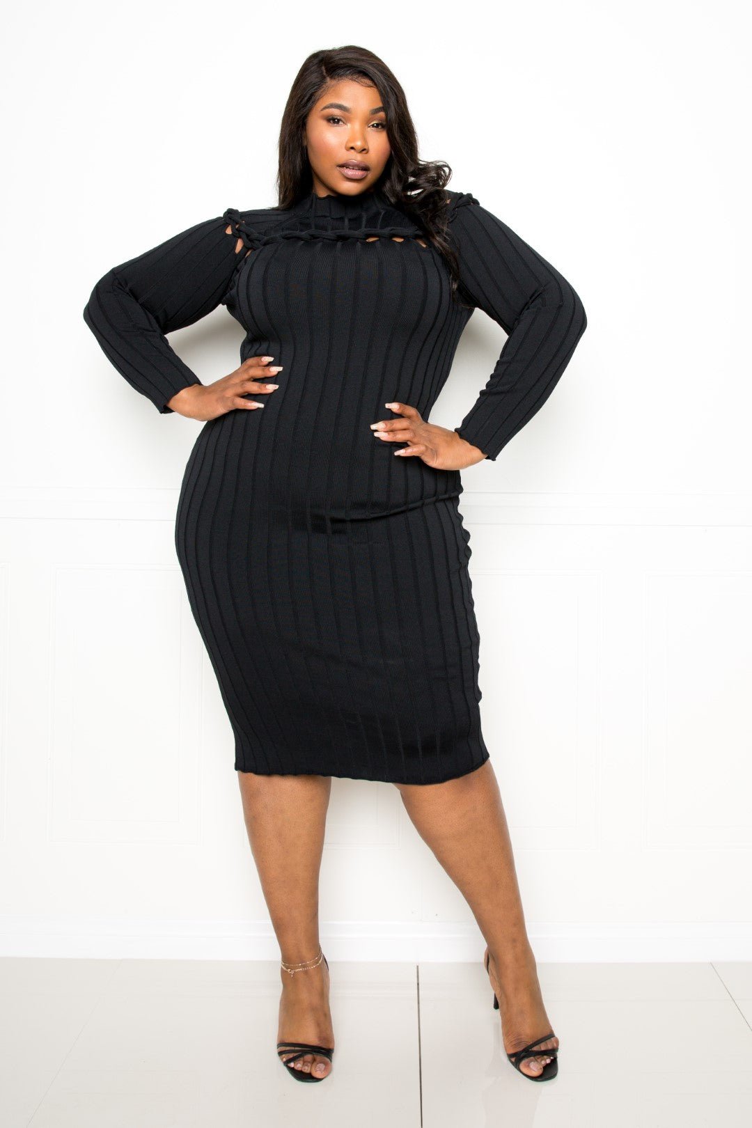 Bodycon Sweater Dress With Knot Detail - AV Fashion’s