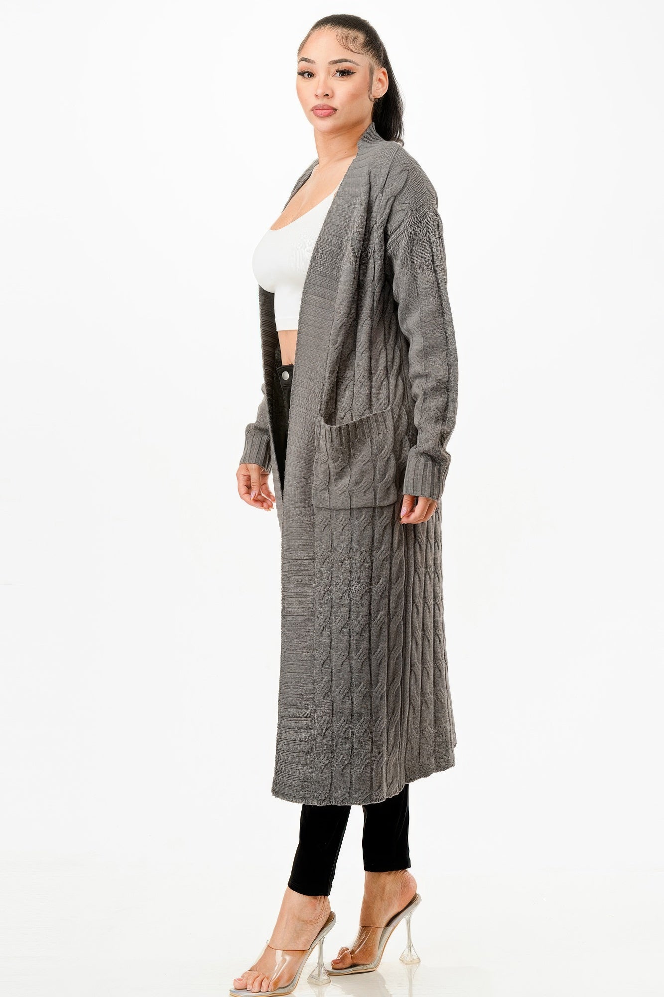 Cable Sweater Long Cardigan - AV Fashion’s