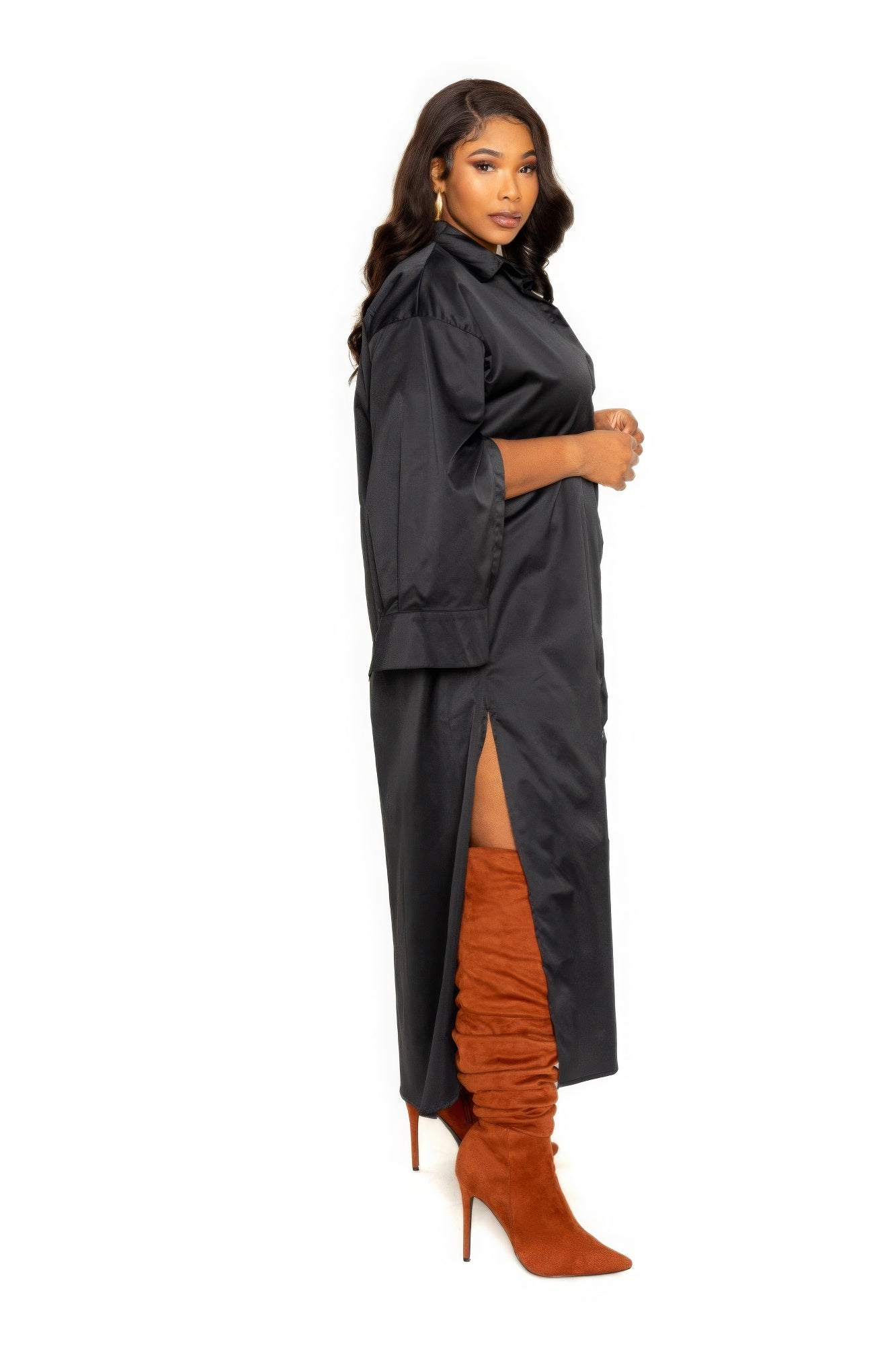 Cape Sleeve Shirt Dress - AV Fashion’s