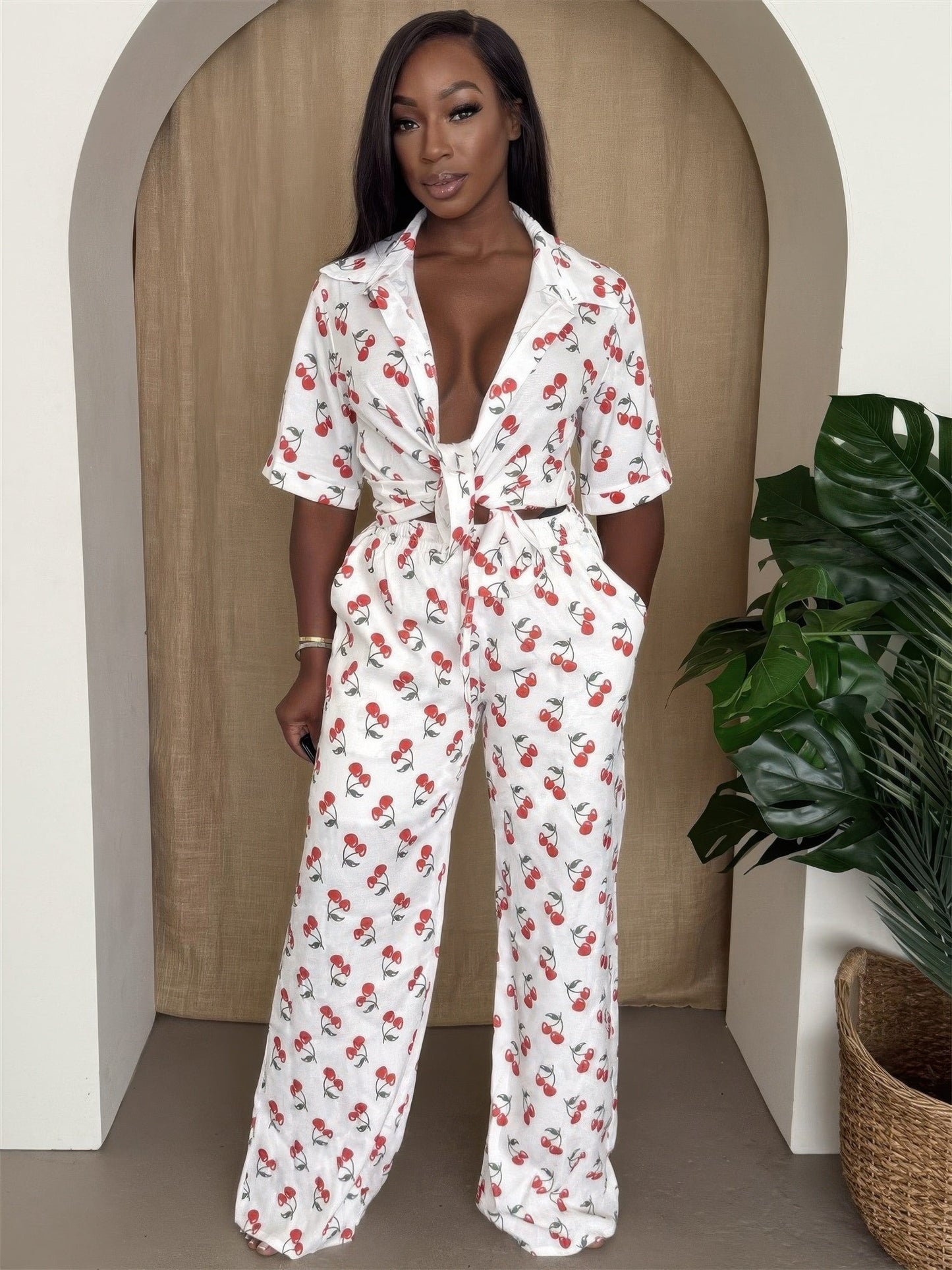 Cherry Pop Wide - leg Set - AV Fashion’s