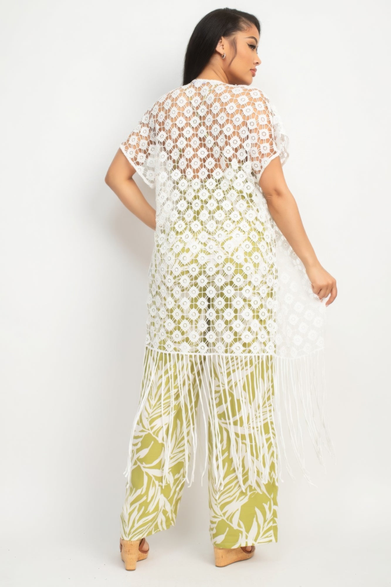 Crocheted Open - front Fringe Kimono - AV Fashion’s