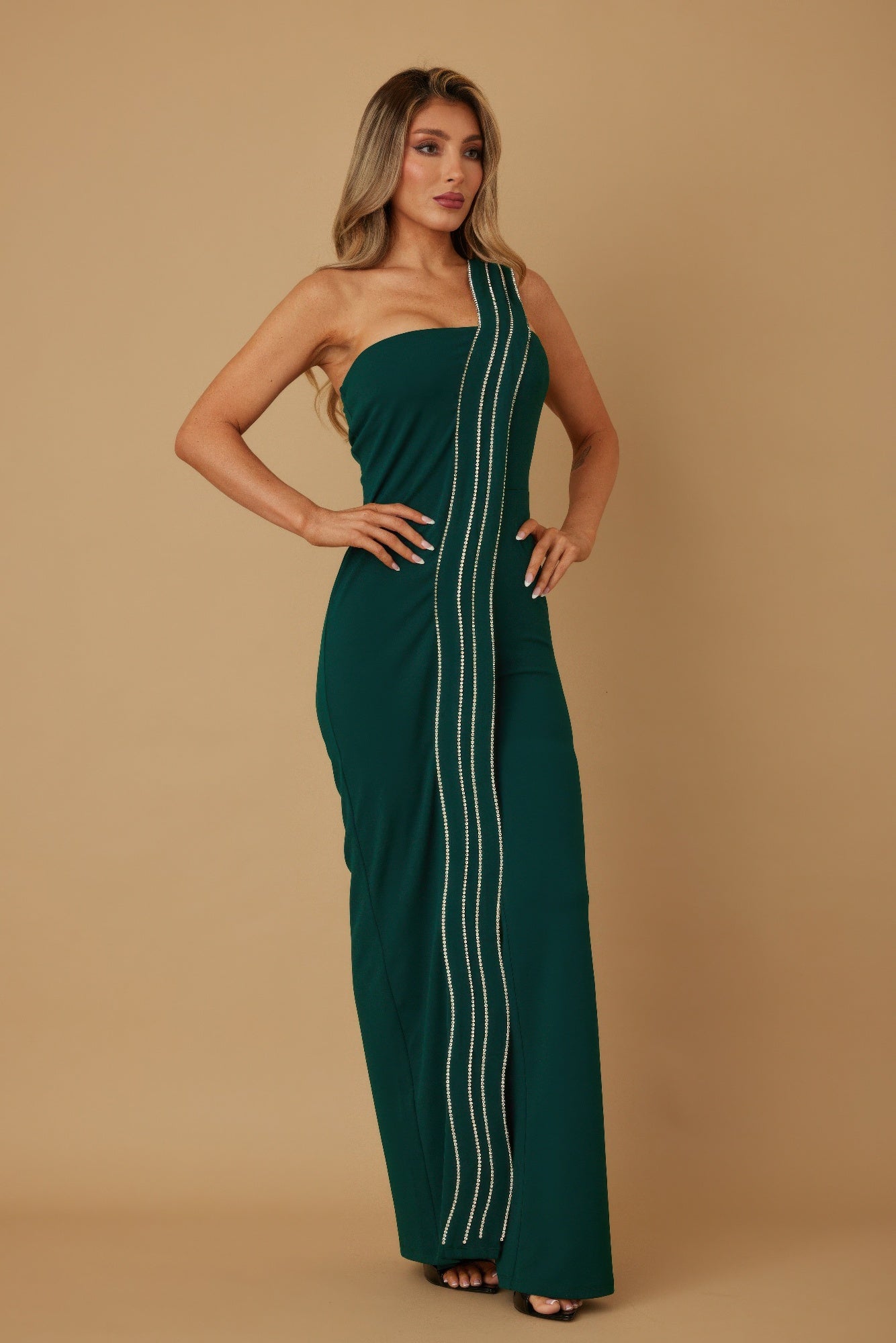 Flap Rhinestone Edge Jumpsuit - AV Fashion’s