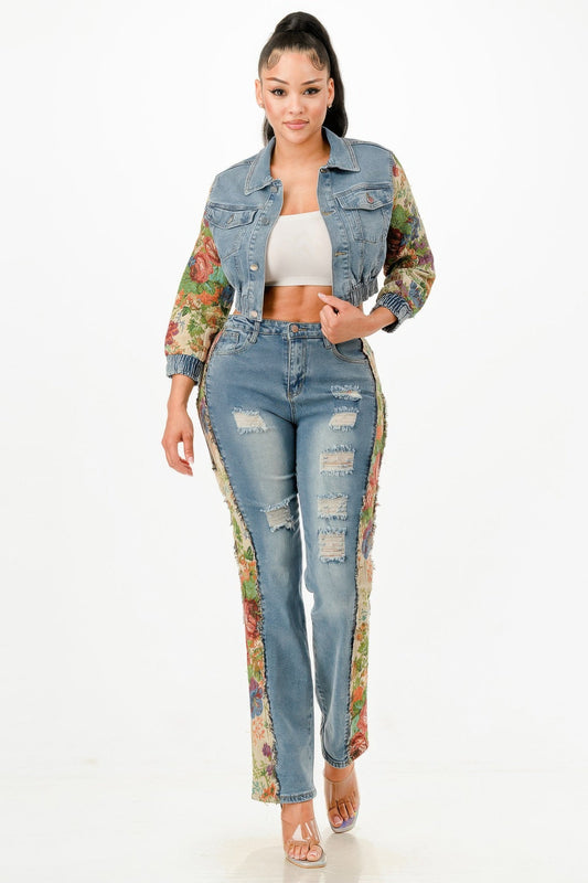 Fly girl contrast denim set - AV Fashion’s