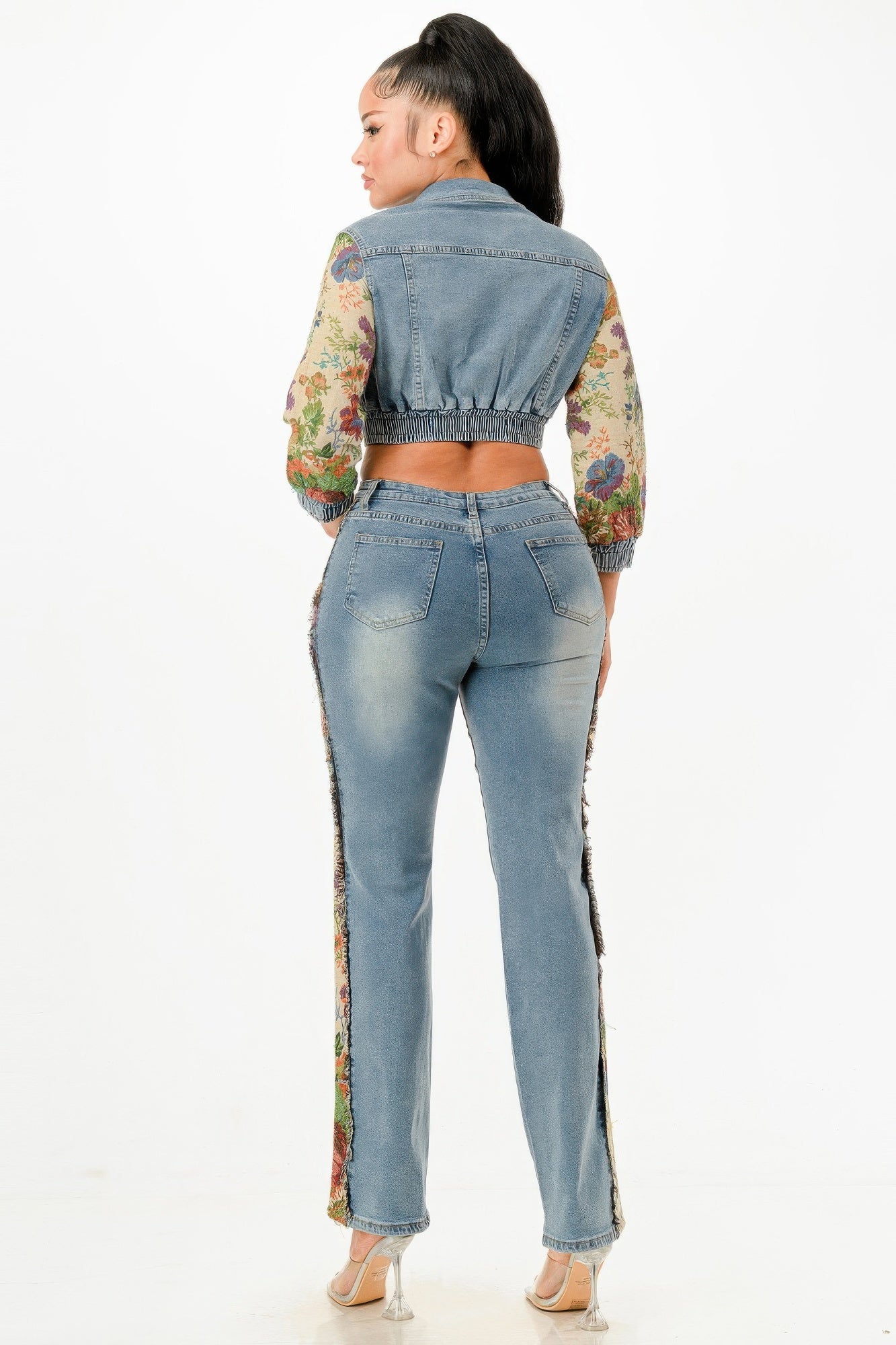 Fly girl contrast denim set - AV Fashion’s