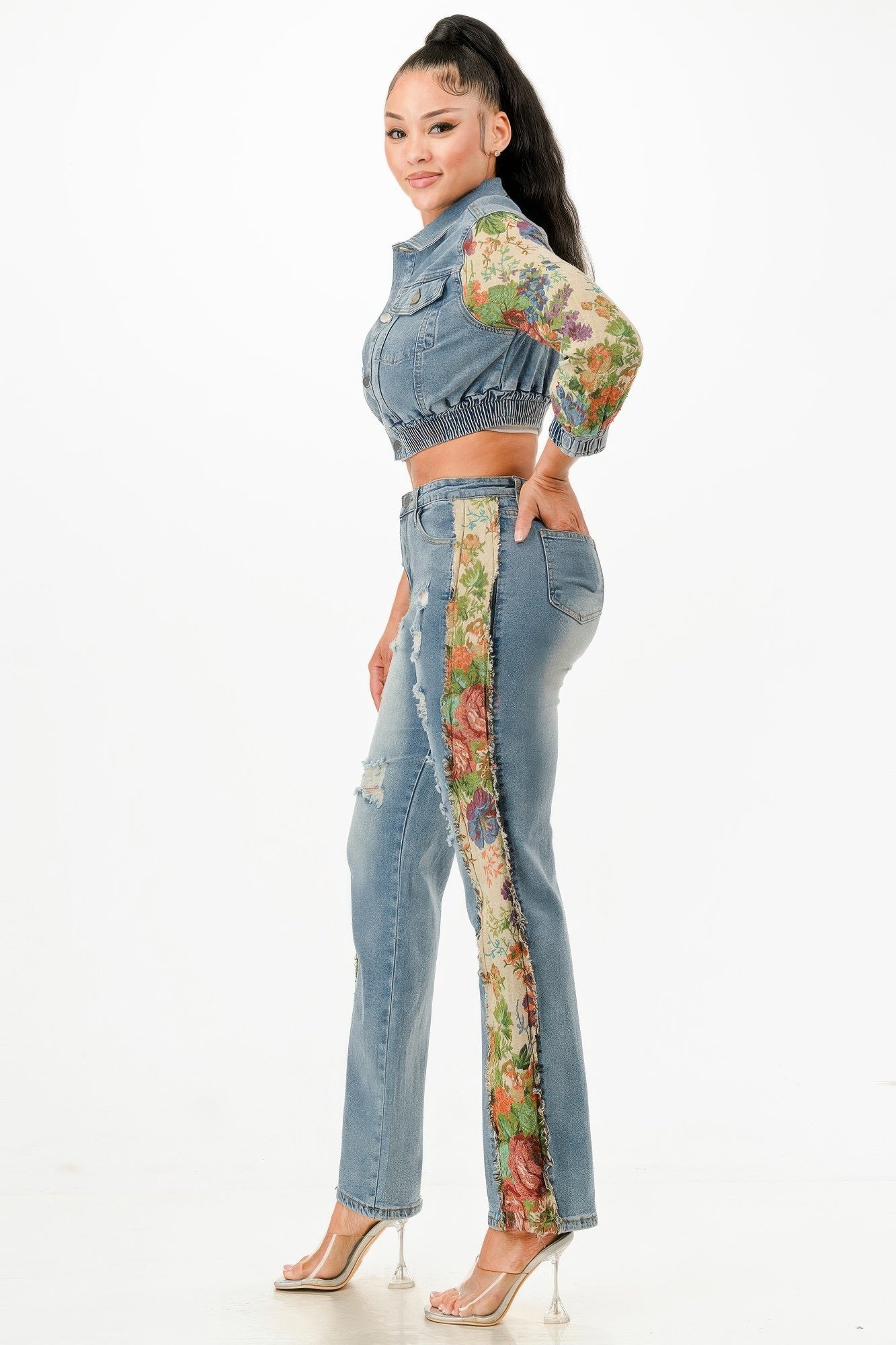 Fly girl contrast denim set - AV Fashion’s