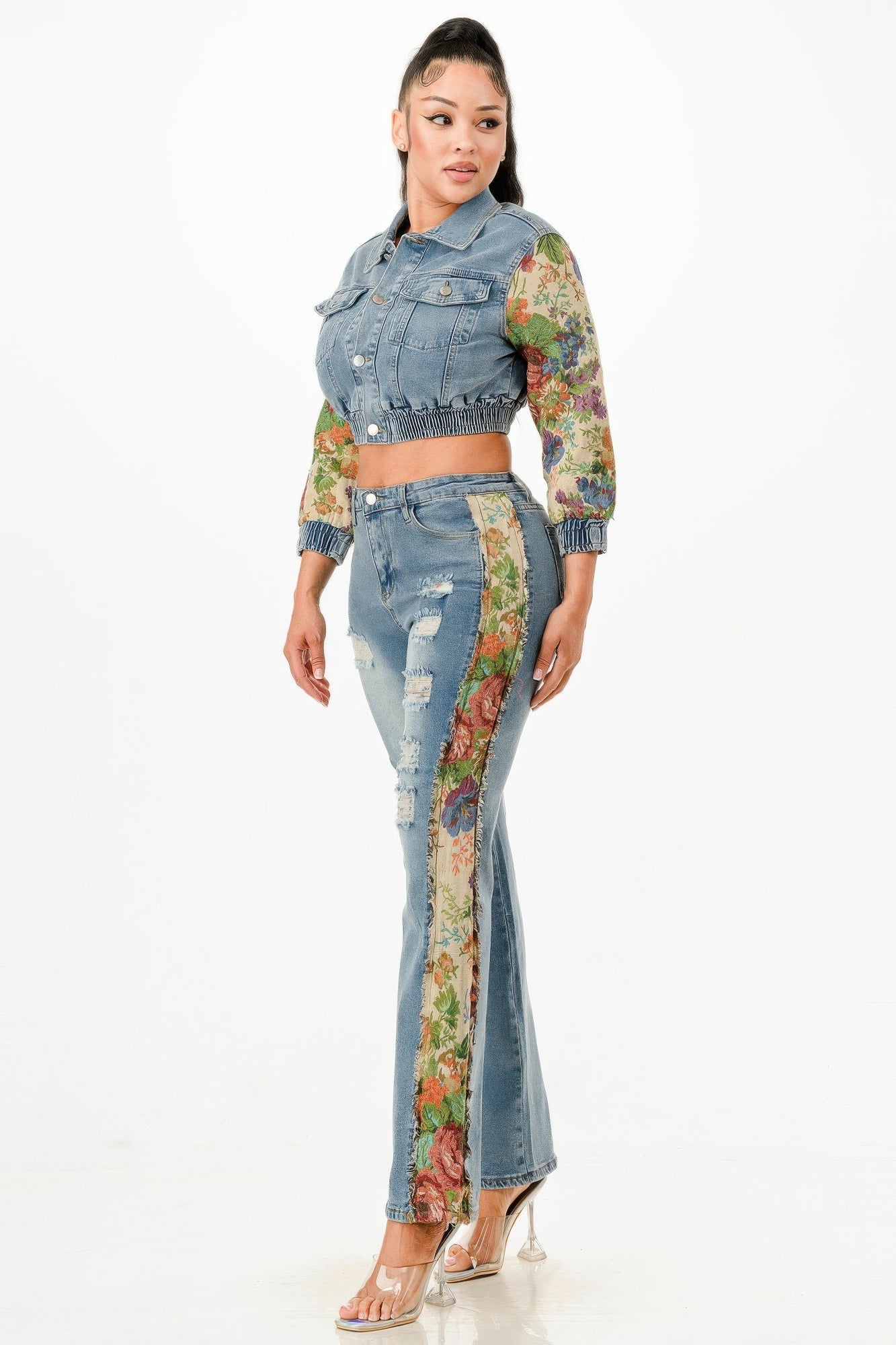 Fly girl contrast denim set - AV Fashion’s