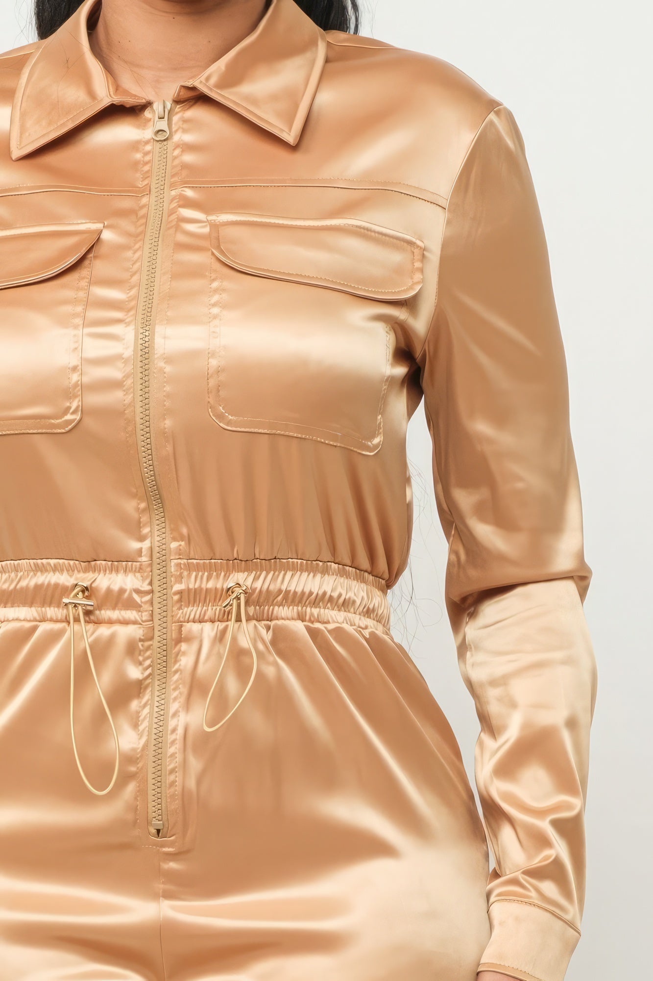 Front Zipper Pockets Top And Pants Jumpsuit - AV Fashion’s