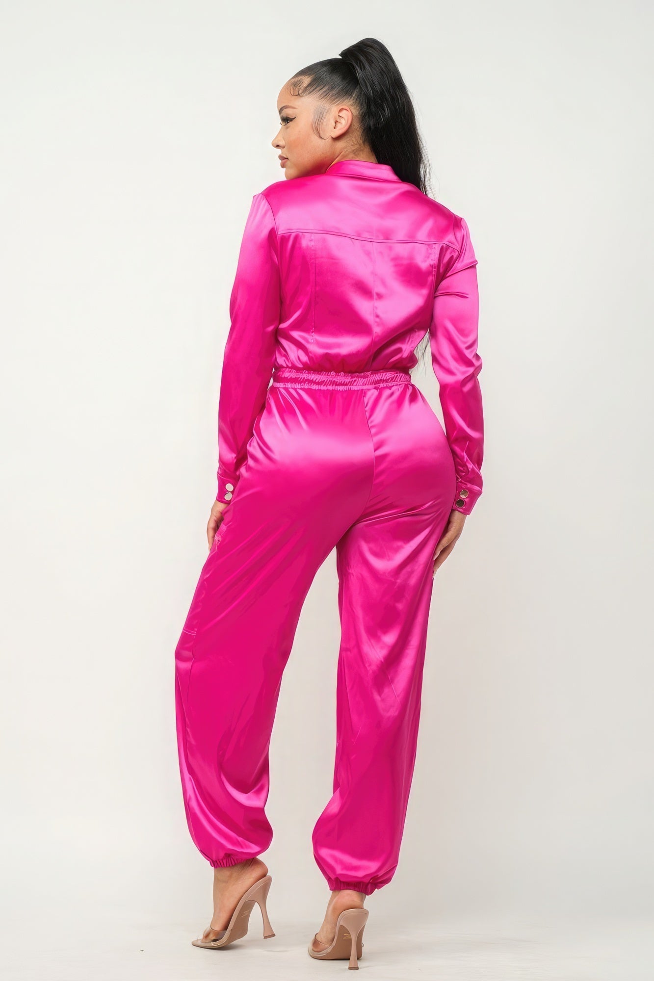 Front Zipper Pockets Top And Pants Jumpsuit - AV Fashion’s