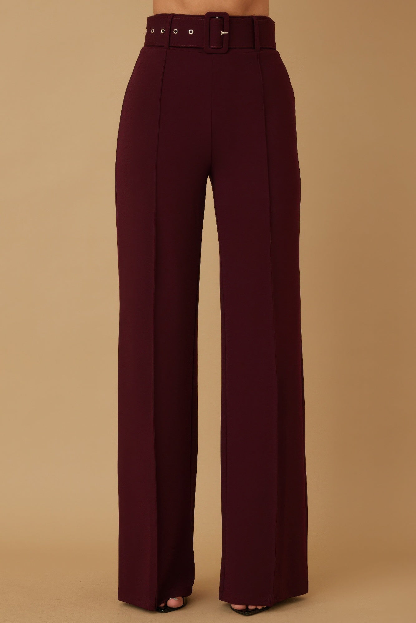 High Waist Pants With Buckle Belt - AV Fashion’s