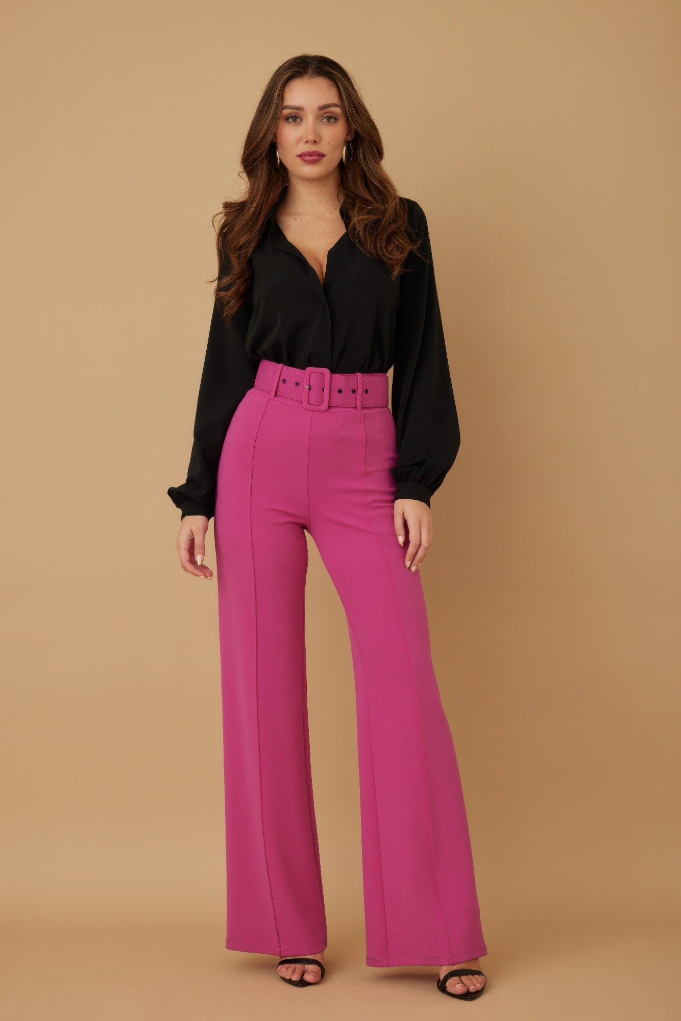 High Waist Pants With Buckle Belt - AV Fashion’s