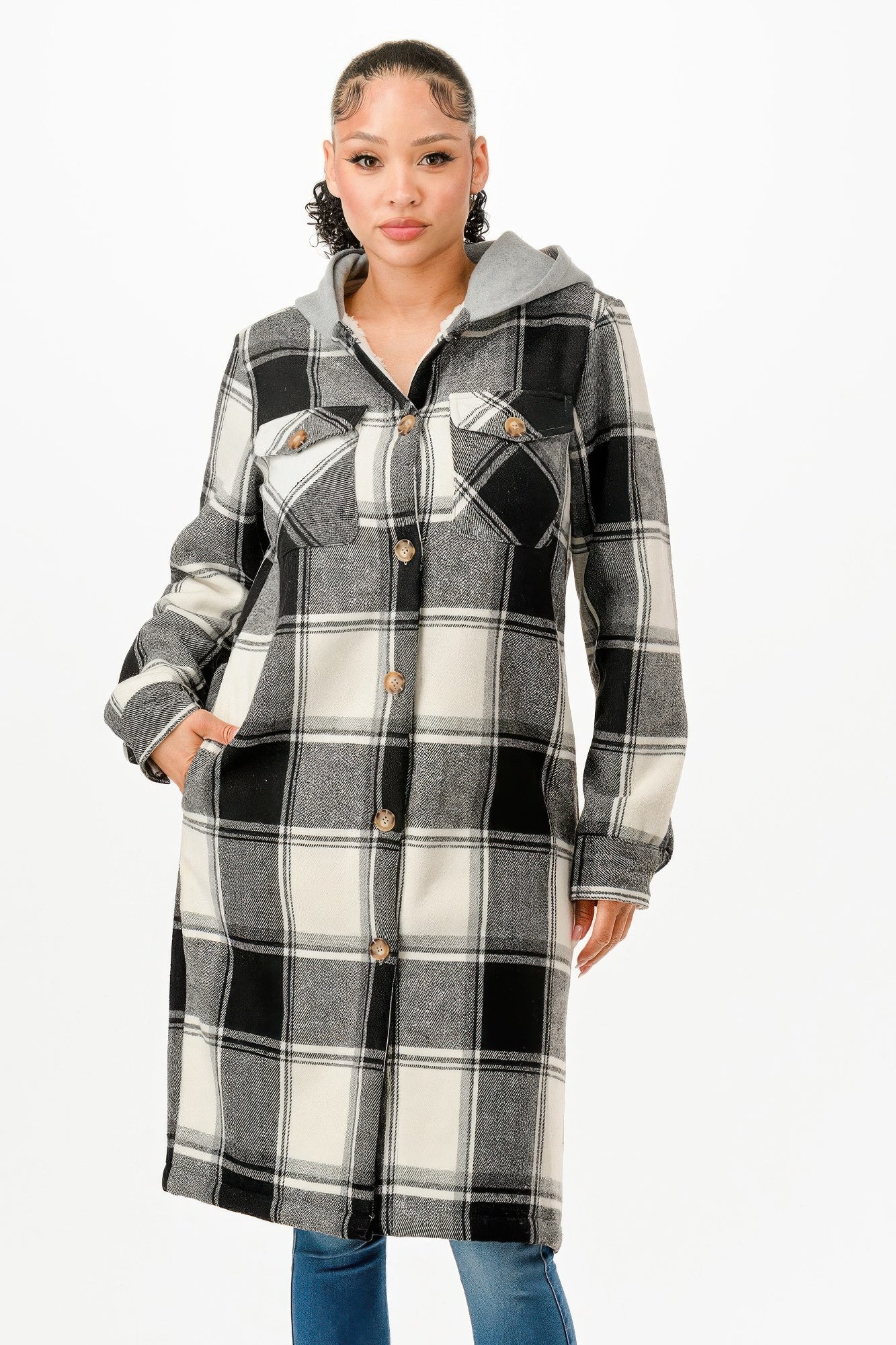 Hooded Plaid Coat - AV Fashion’s