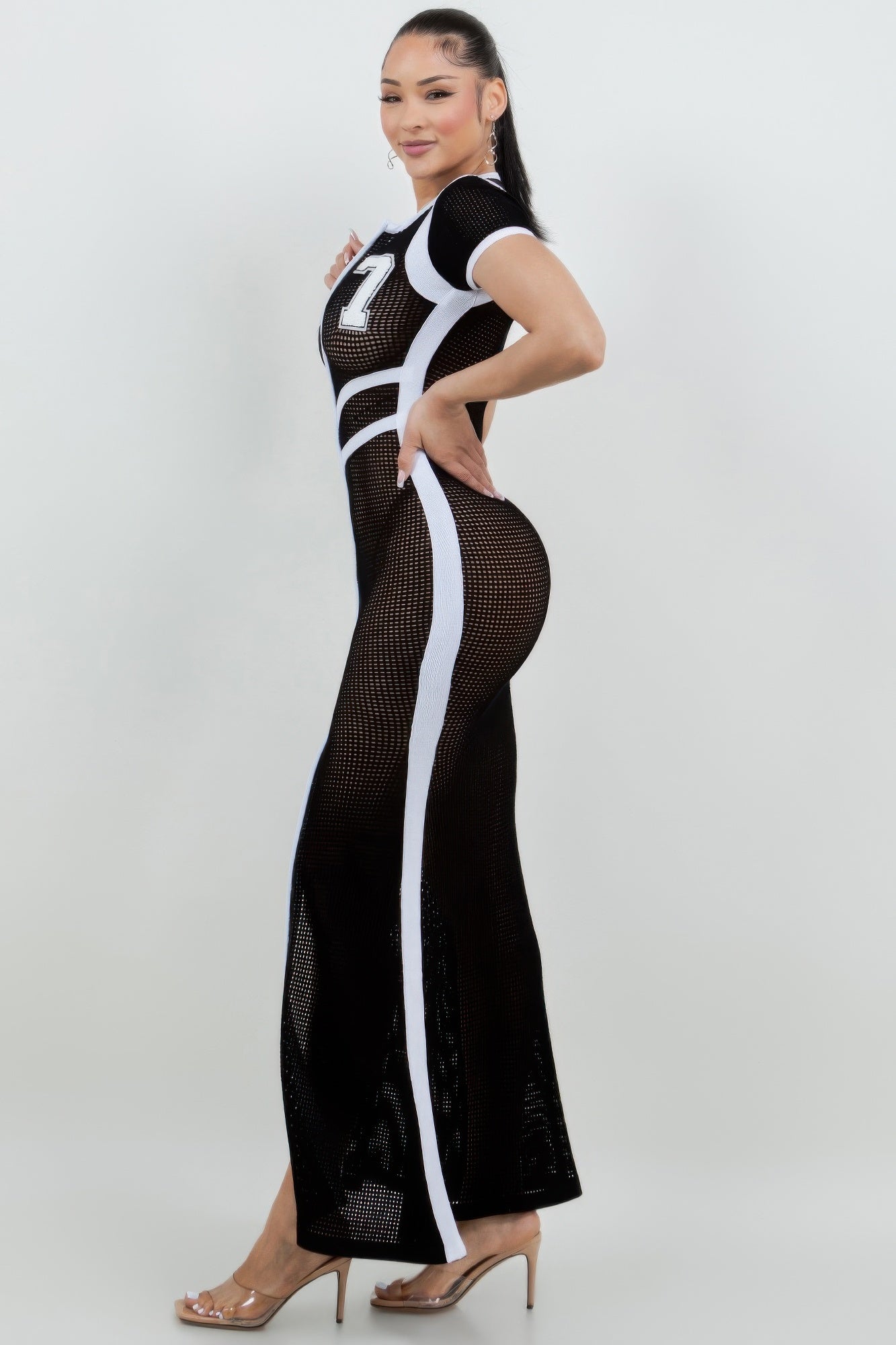 Netting 2 Way Front Zipper Maxi Dress - AV Fashion’s