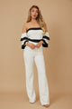 Off Shoulder Black N White Color Combo Jumpsuit - AV Fashion’s