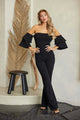 Off Shoulder Black N White Color Combo Jumpsuit - AV Fashion’s
