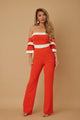 Off Shoulder Black N White Color Combo Jumpsuit - AV Fashion’s