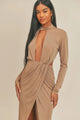 Pecan Brown Open Front Dress - AV Fashion’s