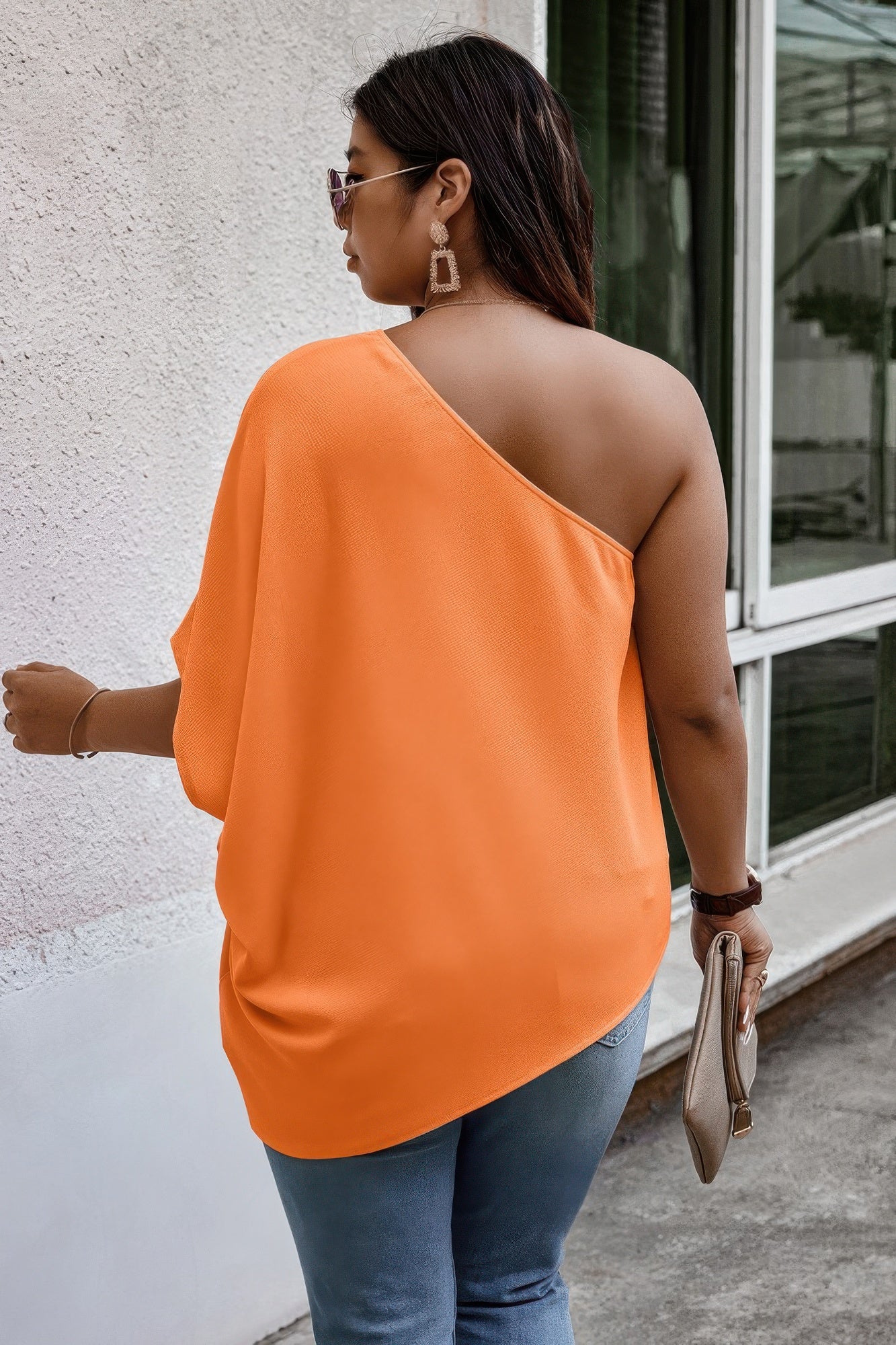 Plus One Shoulder Solid Casual Loose Fit Shirt - AV Fashion’s
