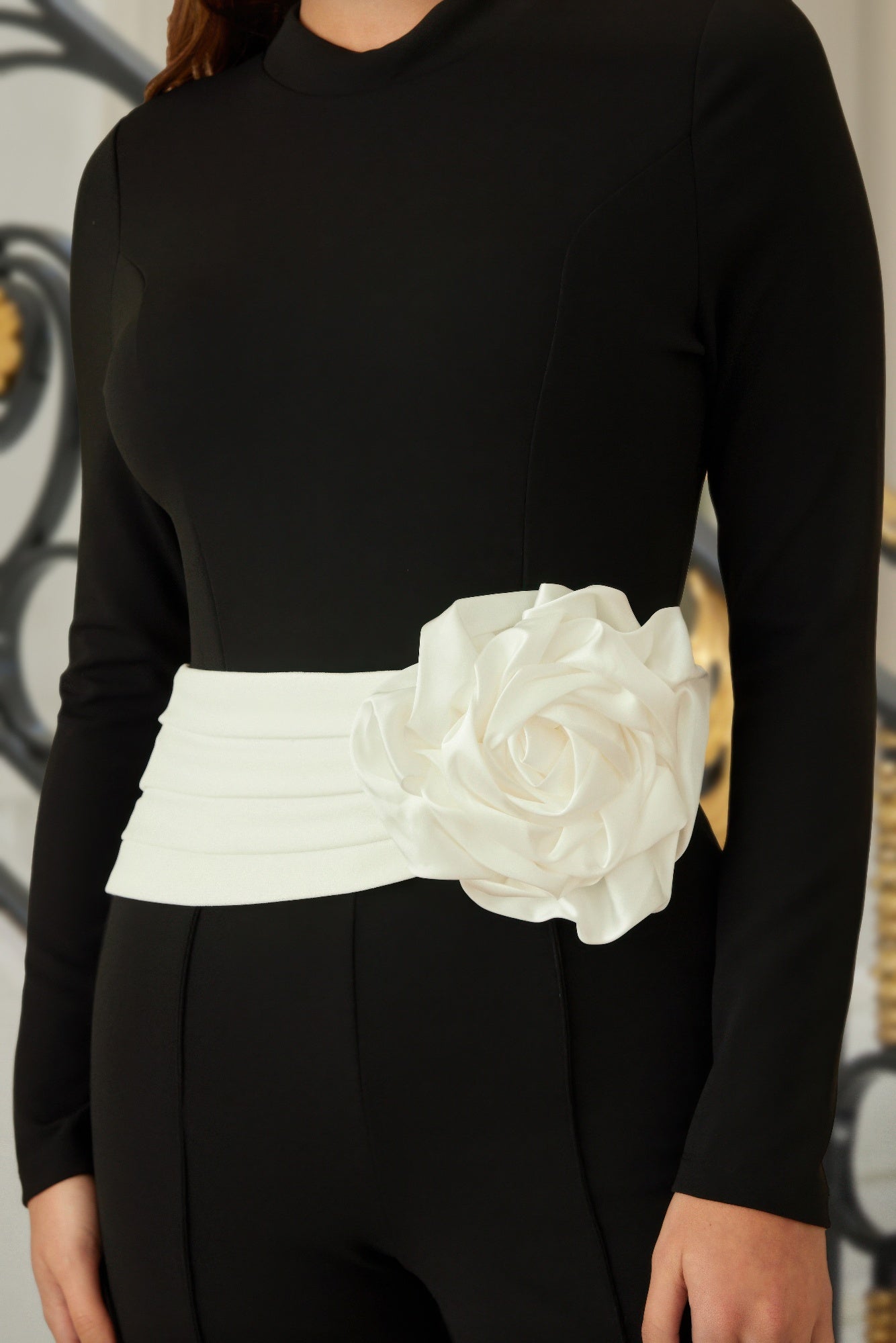 Wide Waistband With Rose Jumpsuit - AV Fashion’s
