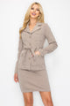 9 - 5 Belted Button Up Jacket & Pencil Skirt Set - AV Fashion’s