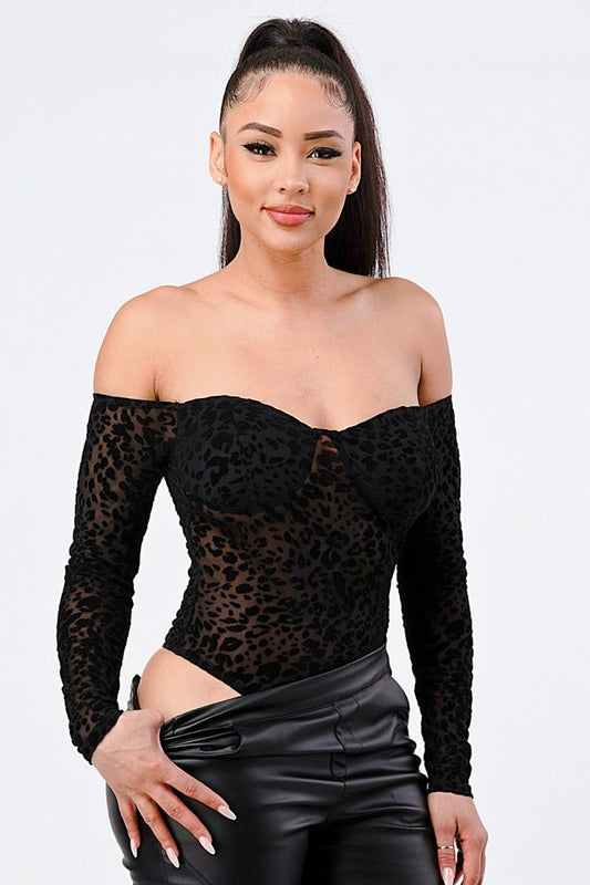 Leopard Print Off Shoulder Bodysuit - AV Fashion’s