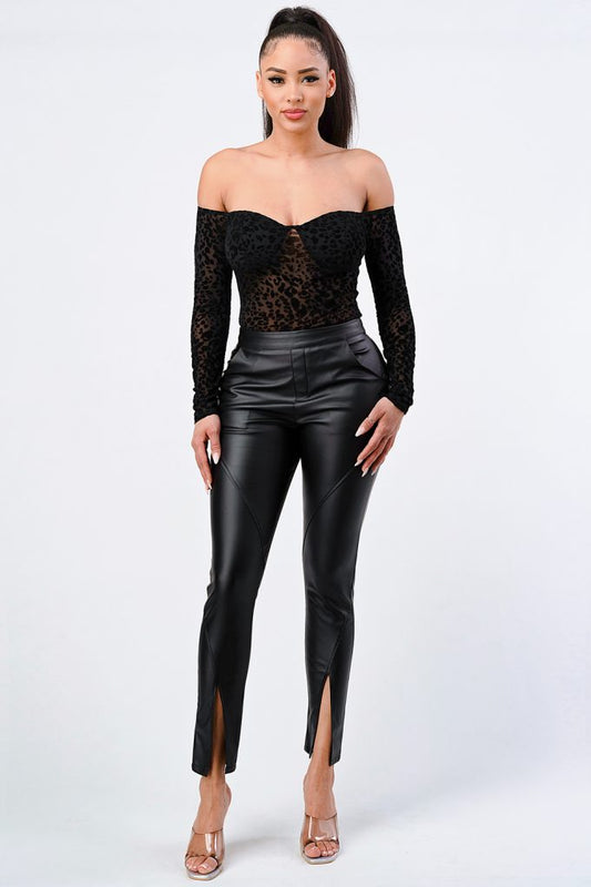 Leopard Print Off Shoulder Bodysuit - AV Fashion’s