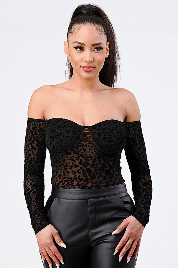 Leopard Print Off Shoulder Bodysuit - AV Fashion’s