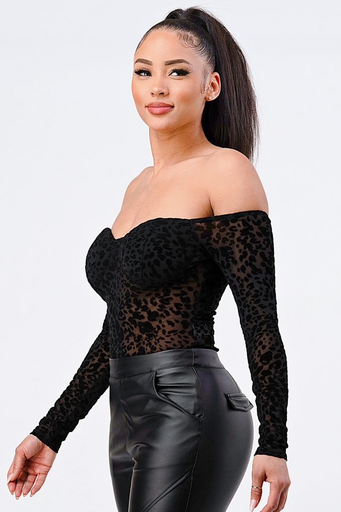 Leopard Print Off Shoulder Bodysuit - AV Fashion’s