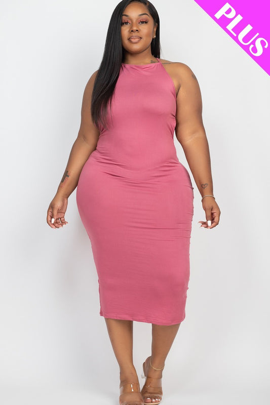Plus Open Back Criscross Maxi Fashion Dress - AV Fashion’s