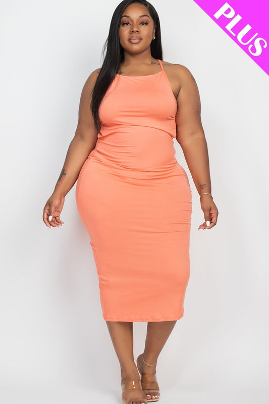 Plus Open Back Criscross Maxi Fashion Dress - AV Fashion’s