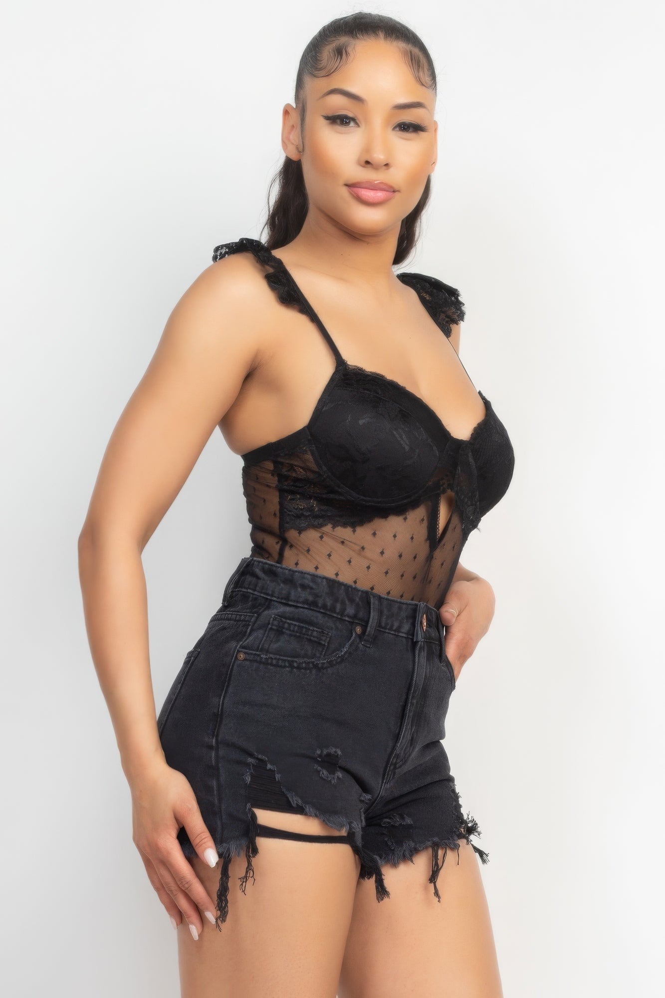 Sweetheart Cut-out Cami Ruffled Bodysuit - AV Fashion’s