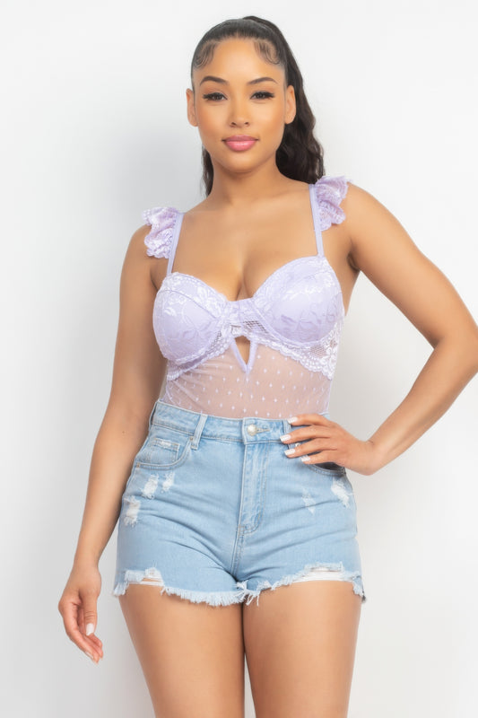 Sweetheart Cut-out Cami Ruffled Bodysuit - AV Fashion’s