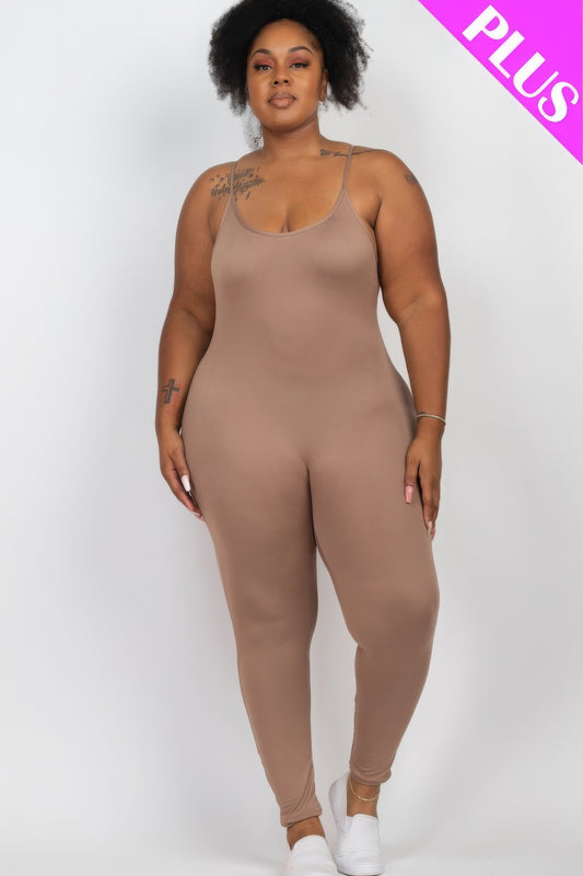 Plus Size Solid Bodycon Cami Jumpsuit - AV Fashion’s