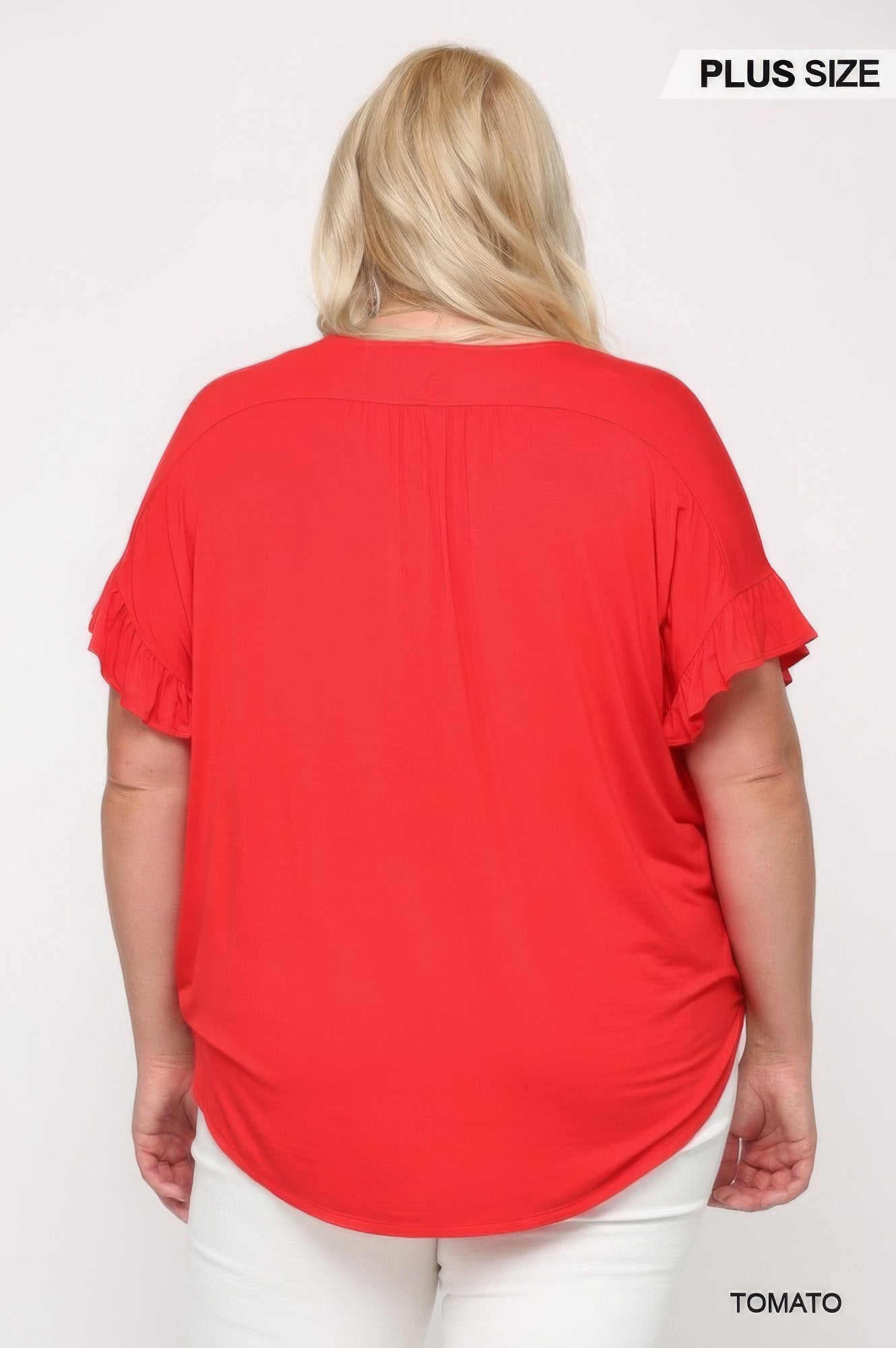 Solid Viscose Knit Surplice Top With Ruffle Sleeve - AV Fashion’s