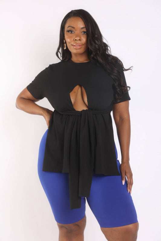 Tie Detailed Slit T Shirt - AV Fashion’s