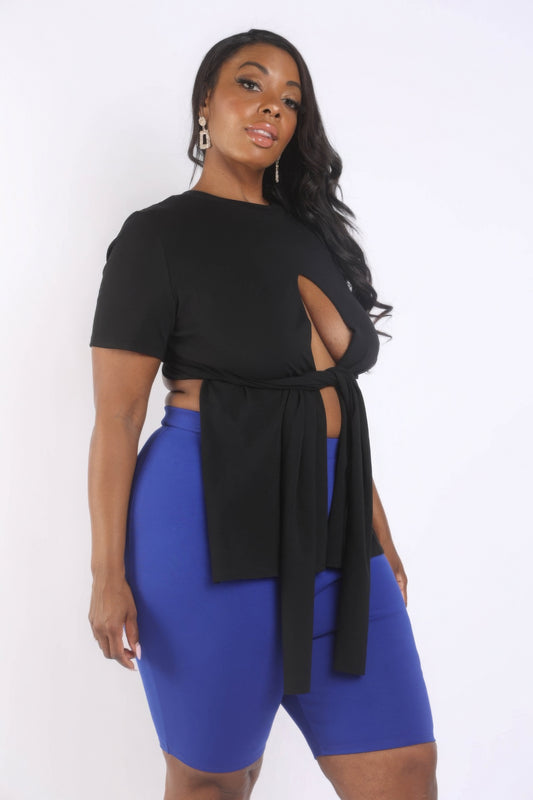 Tie Detailed Slit T Shirt - AV Fashion’s