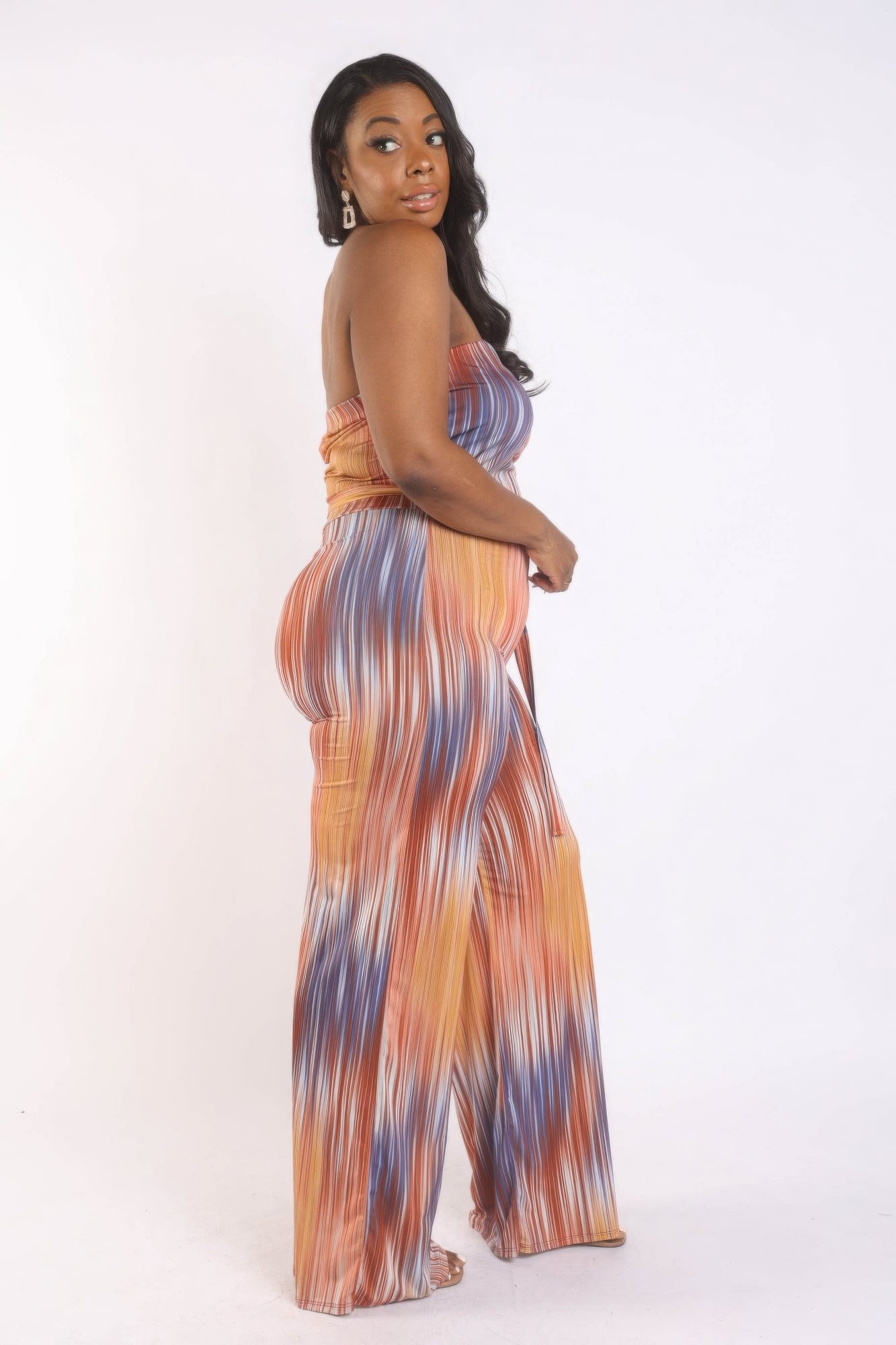 Printed Tube Jumpsuit With Self Belt - AV Fashion’s