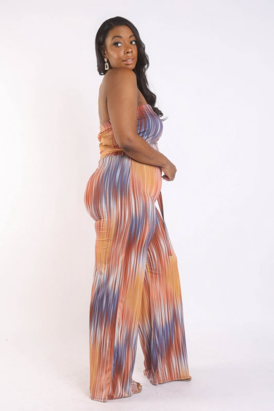 Printed Tube Jumpsuit With Self Belt - AV Fashion’s