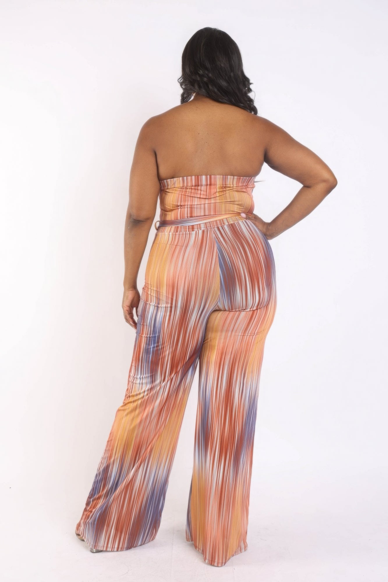 Printed Tube Jumpsuit With Self Belt - AV Fashion’s