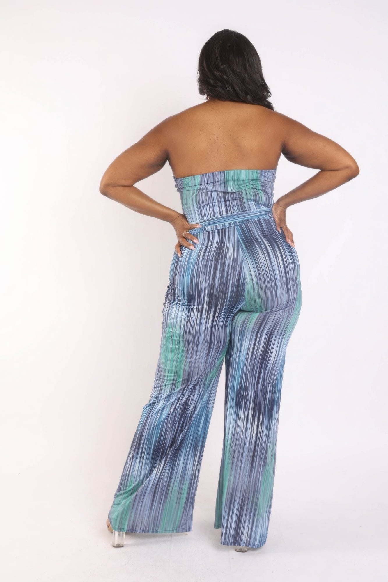 Printed Tube Jumpsuit With Self Belt - AV Fashion’s