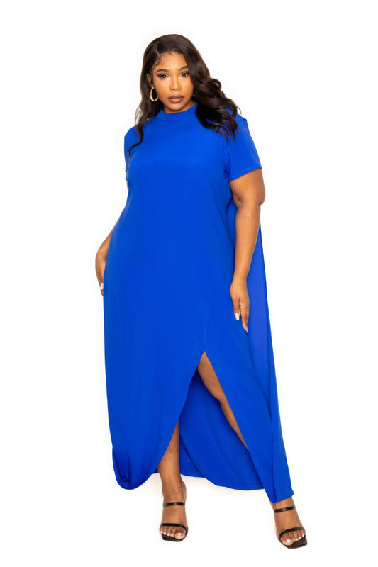 Mock neck back cape dress - AV Fashion’s