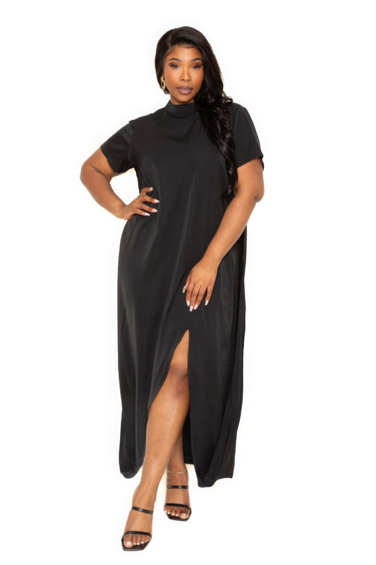 Mock neck back cape dress - AV Fashion’s