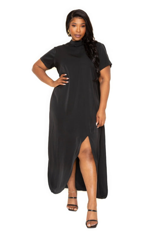 Mock neck back cape dress - AV Fashion’s